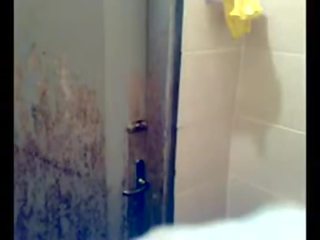 Pakistanly young female showering on home mov alone